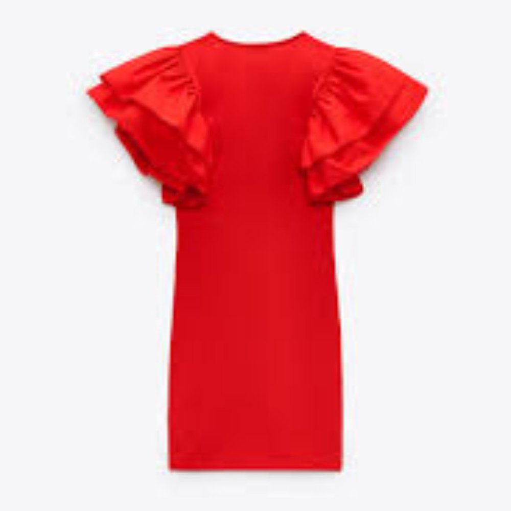 NWT! Women's Zara Red Ruffled Dress